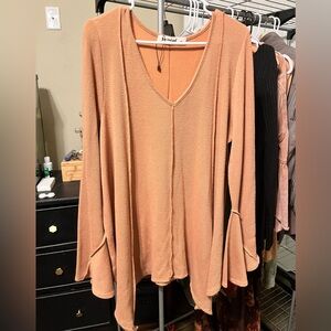 Three Bird Nest Apricot V-Neck Tunic